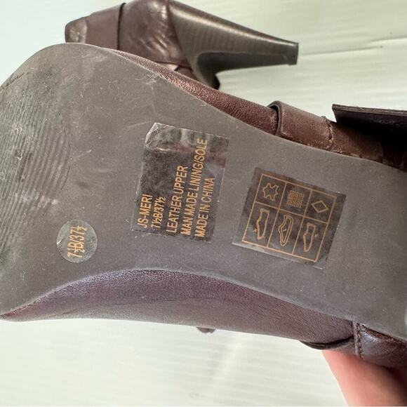 Jessica Simpson Meri boots heeled brown booties size 7.5 leather upper - Picture 8 of 9